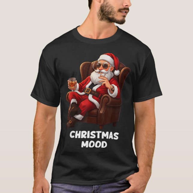 Camiseta Funny Sarcastic Santa Smoking And Drinking “christ (Anverso)