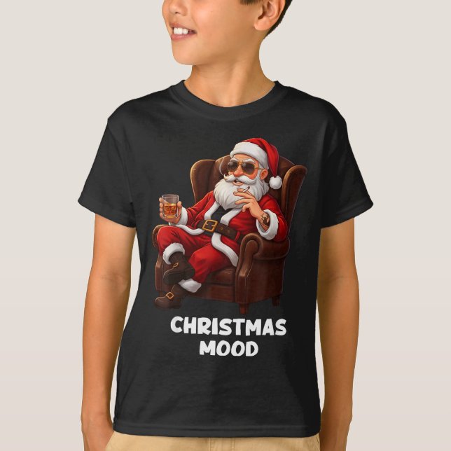 Camiseta Funny Sarcastic Santa Smoking And Drinking “christ (Anverso)