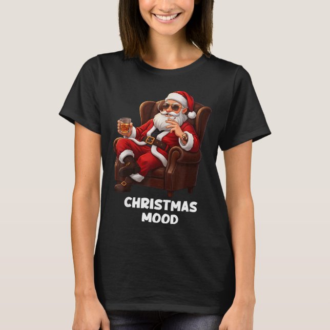 Camiseta Funny Sarcastic Santa Smoking And Drinking “christ (Anverso)