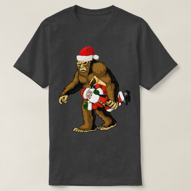 Camiseta Funny Sasquatch con Santa Claus Bigfoot Santa (Diseño del anverso)