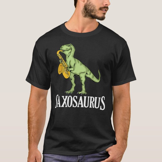 Camiseta Funny Saxophone Player Dinosaur Kids Saxosaurus (Anverso)