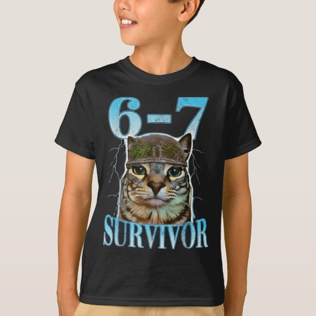 Camiseta Funny Saying 67 Cats Tummy Ache Survivor Cat Meme  (Anverso)