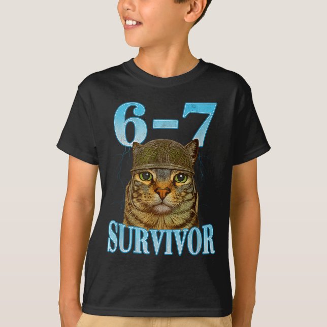 Camiseta Funny Saying 67 Cats Tummy Ache Survivor Cat Meme  (Anverso)