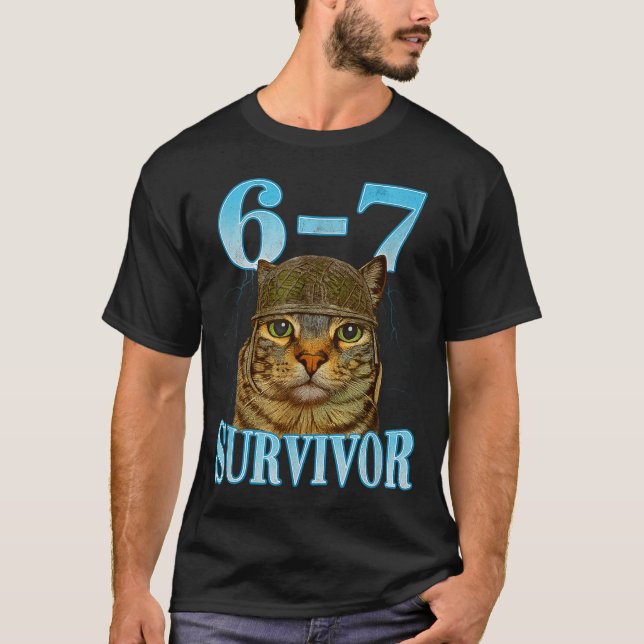 Camiseta Funny Saying 67 Cats Tummy Ache Survivor Cat Meme  (Anverso)