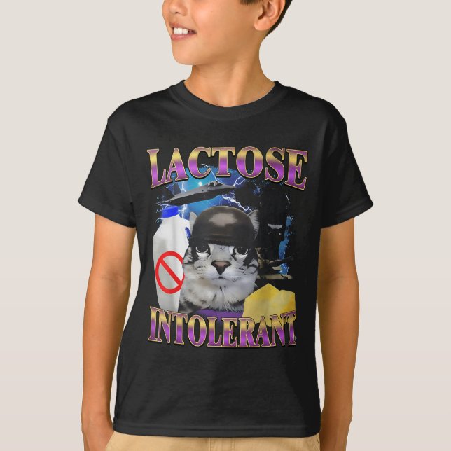 Camiseta Funny Saying Lactose Intolerant Silly Cat Meme Cat (Anverso)