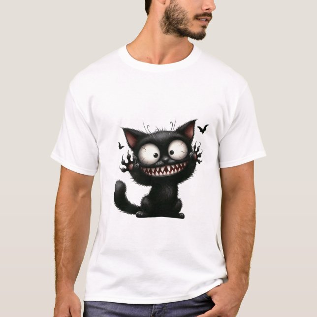 Camiseta Funny Scaredy Cat Wild Grin Halloween ✨🐾 (Anverso)