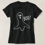 Camiseta Funny Scary Ghost Halloween Party Black White<br><div class="desc">Gracioso fantasma blanco negro feliz Fiesta de Halloween</div>