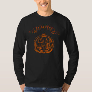 Camiseta Funny Scary Naranja Calabaza con texto Halloween T