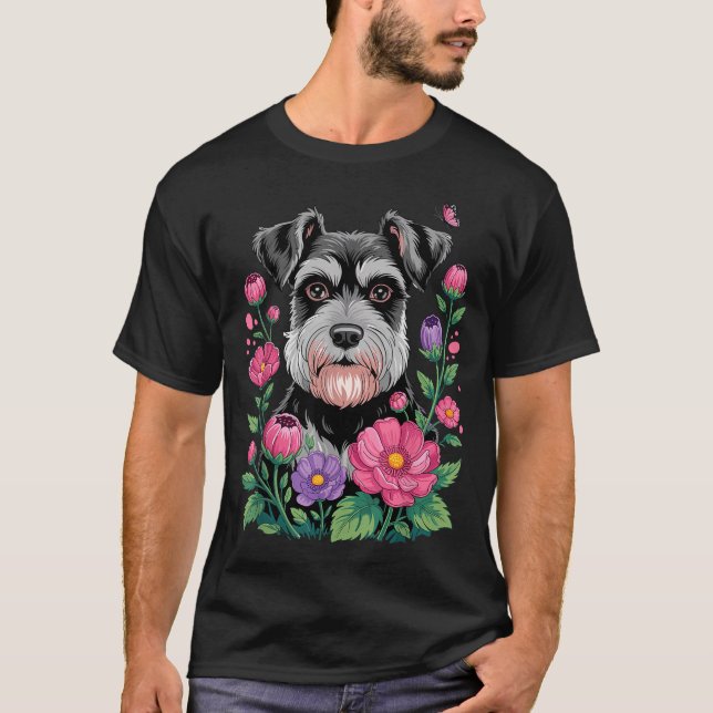 Camiseta Funny Schnauzer Art For Women Schnauzer Dog Lover  (Anverso)