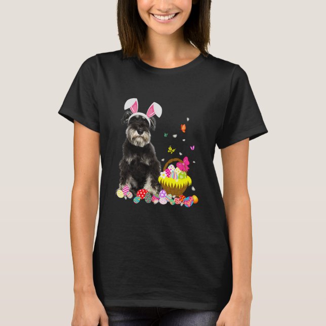 Camiseta Funny Schnauzer Bunny Easter Day Dog (Anverso)