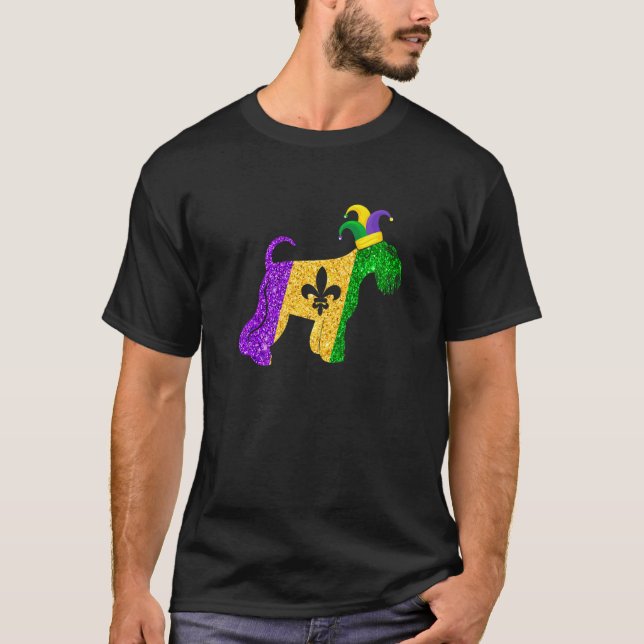 Camiseta Funny Schnauzer Dog Lover Cute Mardi Gras Carnival (Anverso)