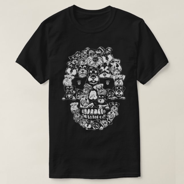 Camiseta Funny Schnauzer Skull Dog Skeleton Halloween (Diseño del anverso)