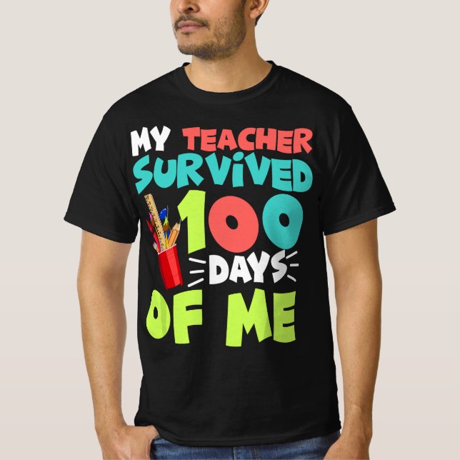 Camiseta Funny School Boys Girls Gift 100 Days Of School  (Anverso)
