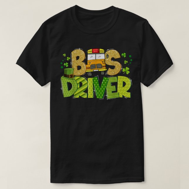 Camiseta Funny School Bus Driver Happy St Patrick's Day Mat (Diseño del anverso)