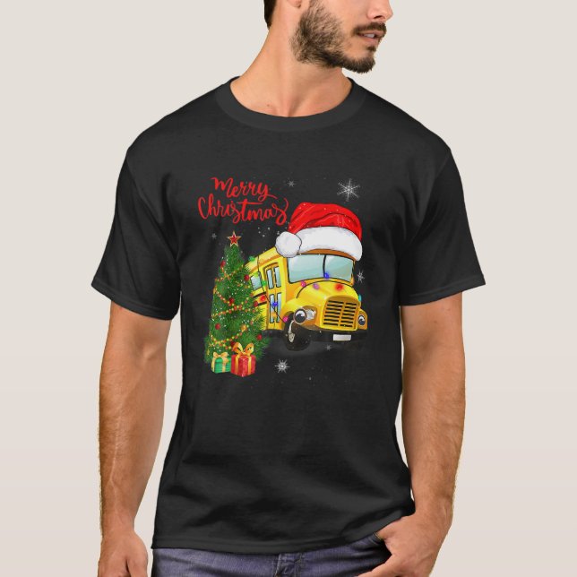 Camiseta Funny School Bus Drivers Santa Hat Merry Christmas (Anverso)
