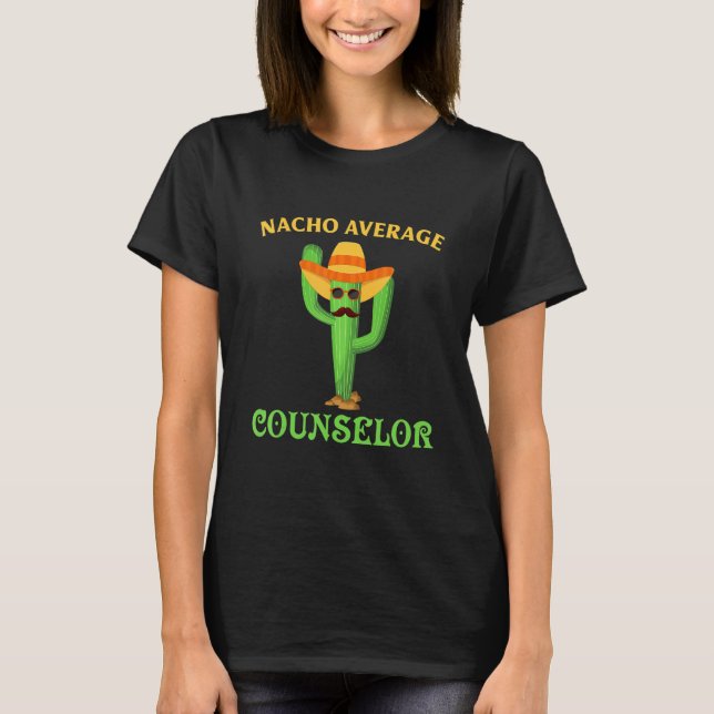 Camiseta Funny School Counselor Nacho Retro Teacher Cactus  (Anverso)