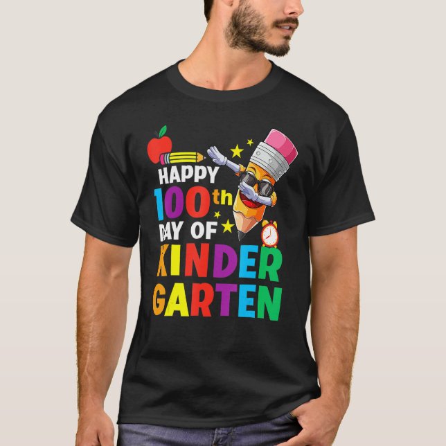 Camiseta Funny School Kids Dab Happy 100th Day Of Kindergar (Anverso)