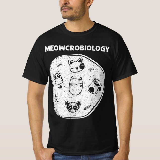 Camiseta Funny Science Cat For Men Women Meow Microbiologis (Anverso)