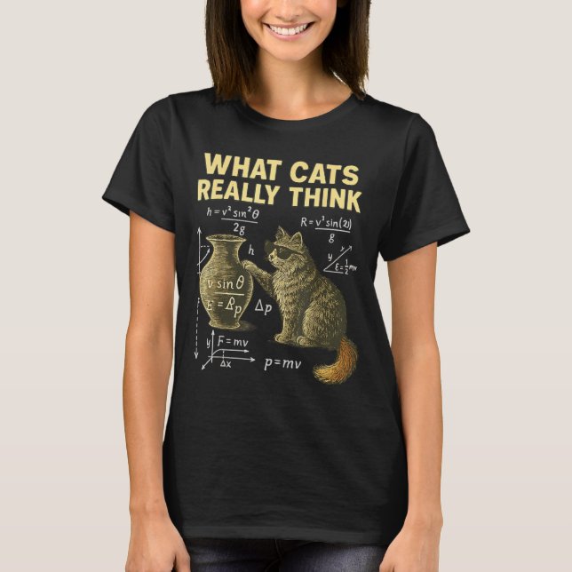Camiseta Funny Science Cat Physics What Cats Think Gift Men (Anverso)