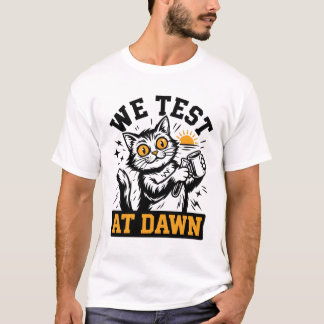Camiseta Funny Science Cat We Test At Dawn Lab Tech & Devel