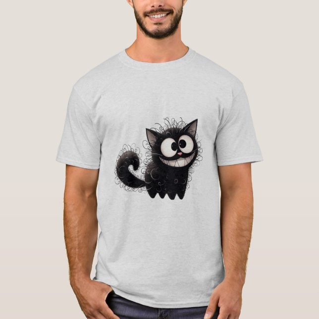 Camiseta Funny Scruffy Black Cat Grin  ✨🐾🖤 (Anverso)