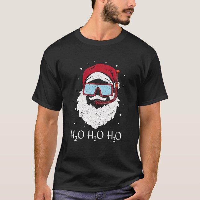 Camiseta Funny Scuba Santa Claus Diving H2O H2O H2O Pun Men (Anverso)