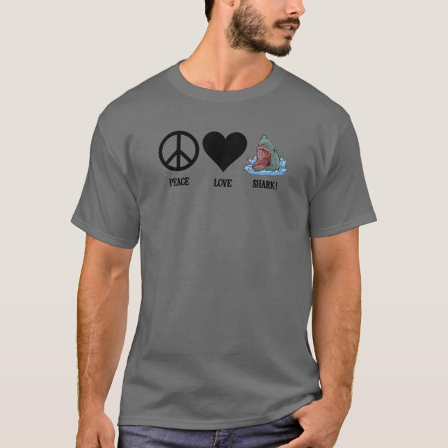 Camiseta Funny Sea Beach Peace Love Shark (Anverso)