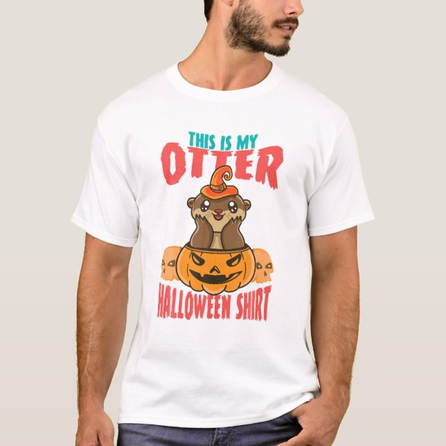 Camiseta Funny Sea Otter Calabaza Halloween Ilustracion Ott (Anverso)