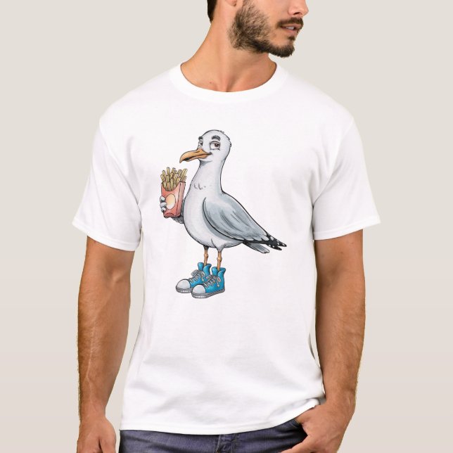 Camiseta Funny Seagull with French Fries Sneakers (Anverso)