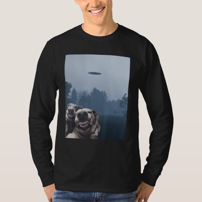 Camiseta Funny selfie Dogs With Alien UFO Funny Dog With hi (Anverso)