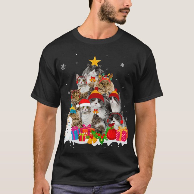 Camiseta Funny Selkirk Rex Mascota de Árbol de Navidad Cat  (Anverso)