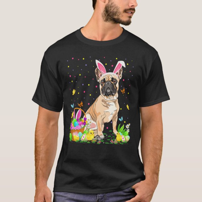 Camiseta Funny Semana Santa Caza Huevo Bulldog francés Pasc (Anverso)