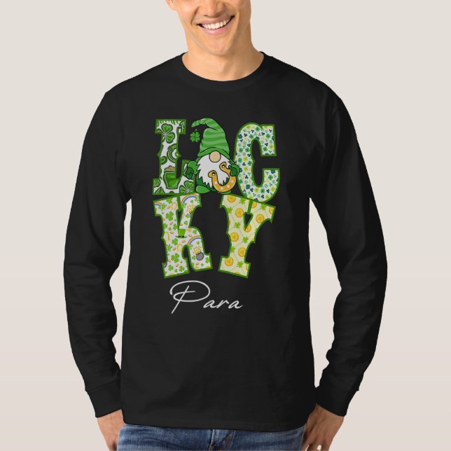Camiseta Funny Shamrock Gnome Luck Para St Patricks Day Iri (Anverso)