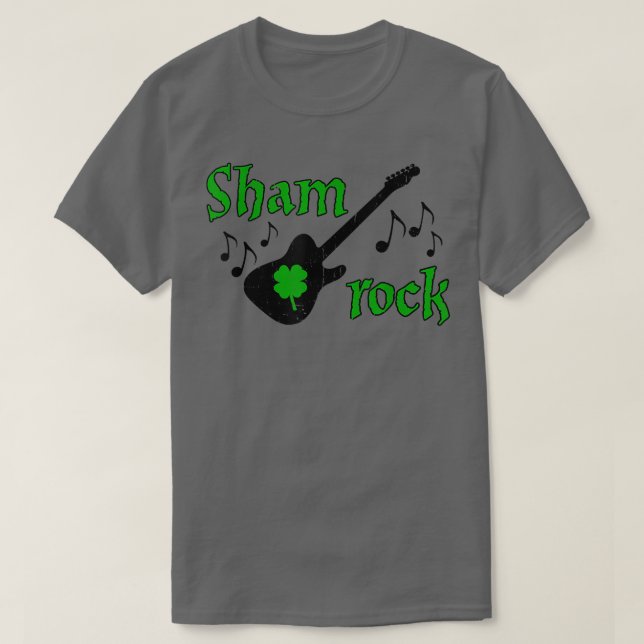 Camiseta Funny Shamrock Guitar Jugador Shirt St (Diseño del anverso)