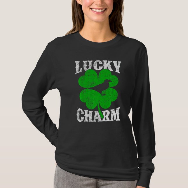 Camiseta Funny Shamrock Leaf Lucky Charm Raven Bird St Patr (Anverso)