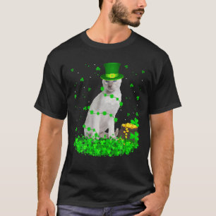 Camiseta Funny Shamrock Leprechaun Gorra Siamese Cat St. Pa