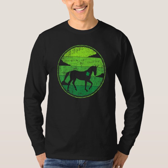Camiseta Funny Shamrock Retro Vintage Horse St. (Anverso)