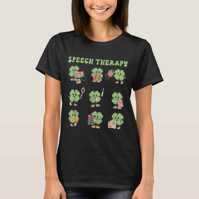 Camiseta Funny Shamrock Speech Therapy St Patrick's Day Slp (Anverso)