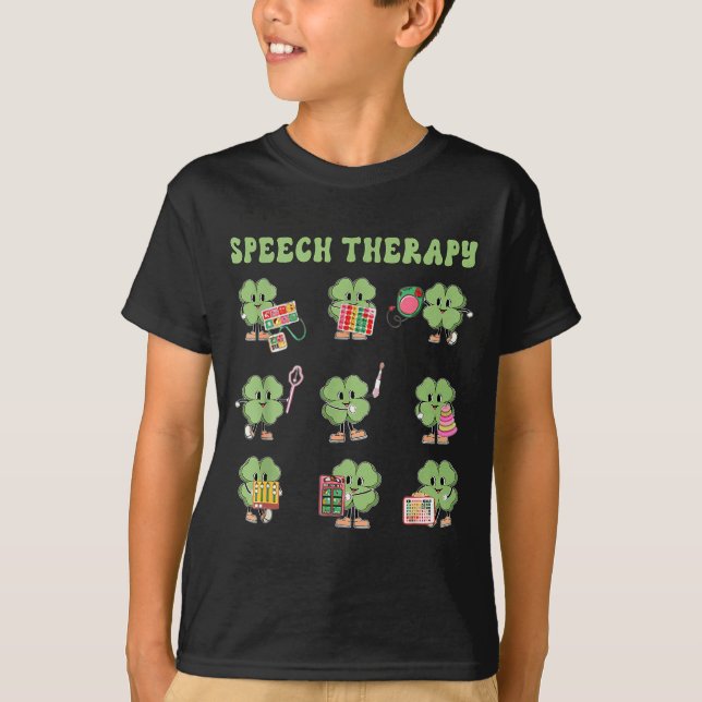 Camiseta Funny Shamrock Speech Therapy St Patrick's Day Slp (Anverso)