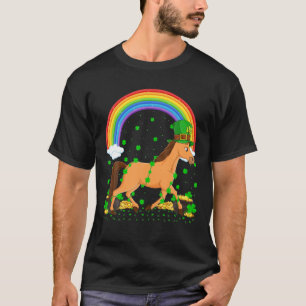 Camiseta Funny Shamrock Vintage Rainbow Horse St. Patrick's
