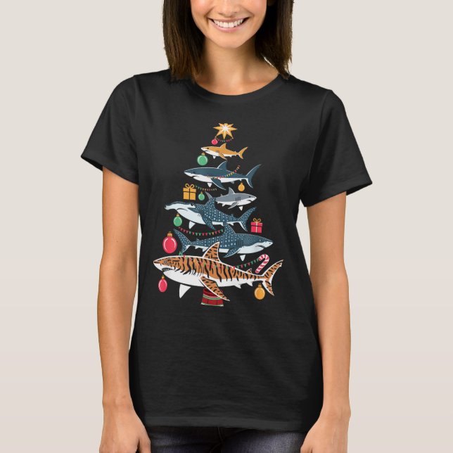 Camiseta Funny Shark Christmas Tree  (Anverso)