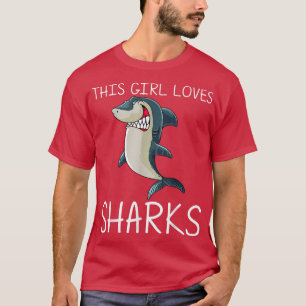 Camiseta Funny Shark Design For Girls Kids White Shark Love