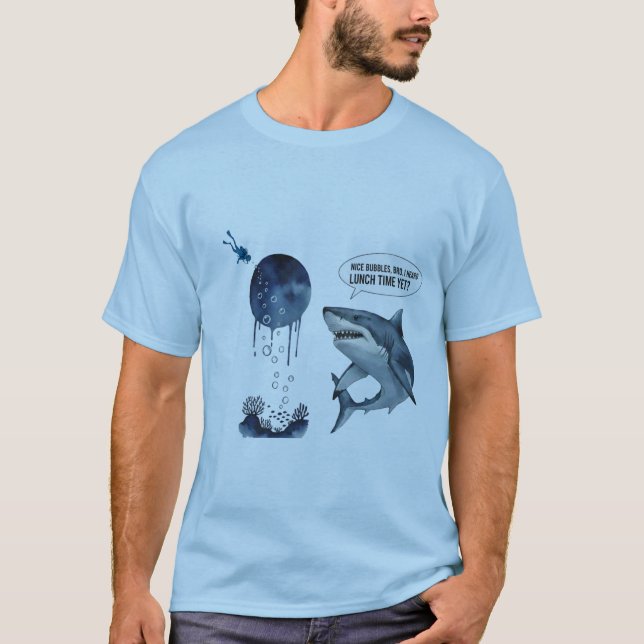 Camiseta Funny shark diver lunch time :nice bubbles bro (Anverso)