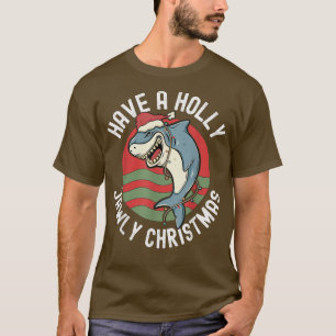 Camiseta Funny Shark Lover Navidades Holly Jawly Santa Jaws