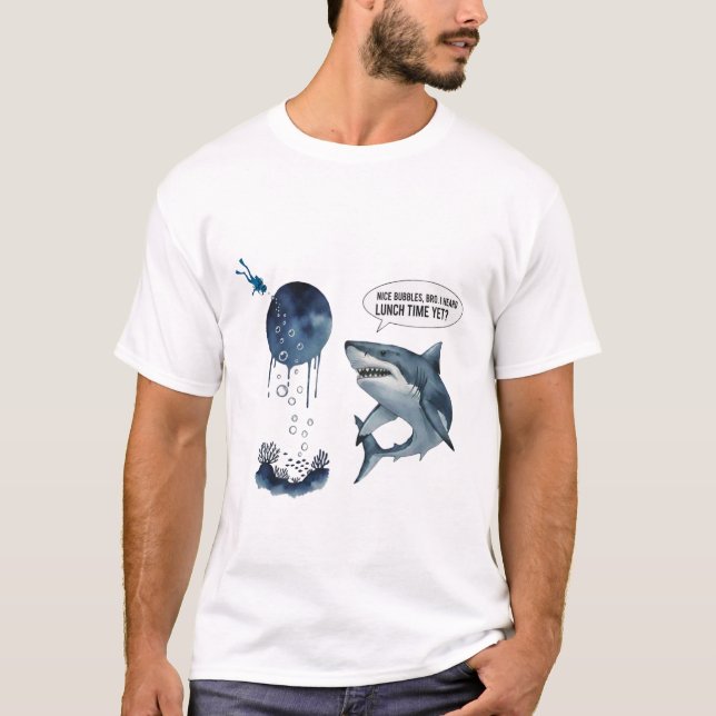 Camiseta Funny shark scuba diver lunch time ? t-shirt (Anverso)
