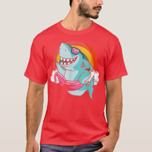 Camiseta Funny Shark with Flamingo Floating Hoop Rainbow Cl