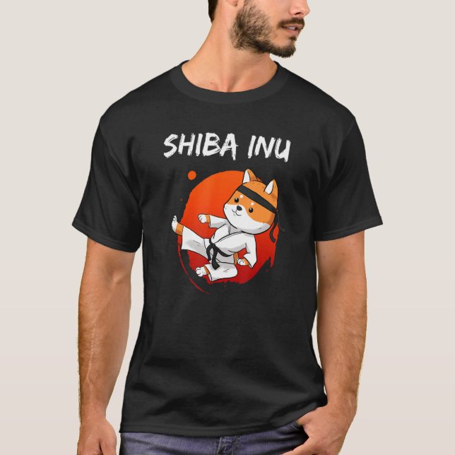 Camiseta Funny Shiba Inu Uni Dog High Kick Karate Master Sp (Anverso)