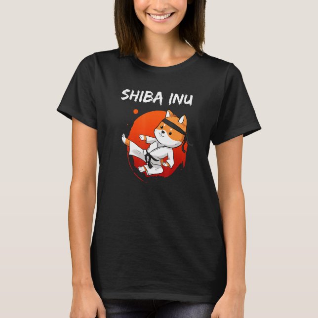 Camiseta Funny Shiba Inu Uni Dog High Kick Karate Master Sp (Anverso)