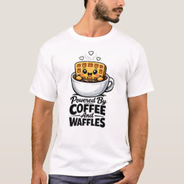 Camiseta funny Shirt Powered By Coffee And Waffles Tee