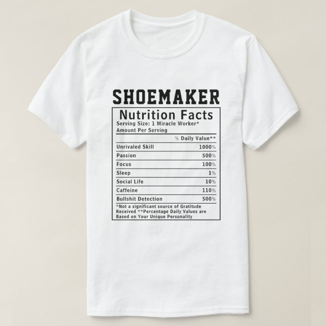 Camiseta Funny Shoemaker Nutrition Hacts Employee (Diseño del anverso)